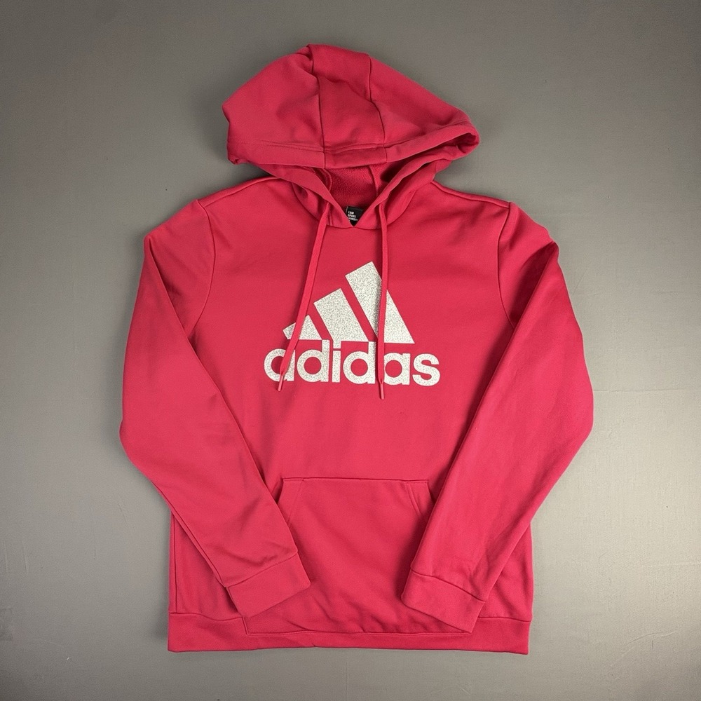 Adidas Girls Pink Magenta Hoodie Large Silver Logo